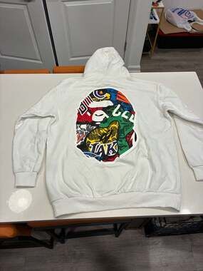 A Bathing Ape Hoodie Size 2XL White Graphic Pullover